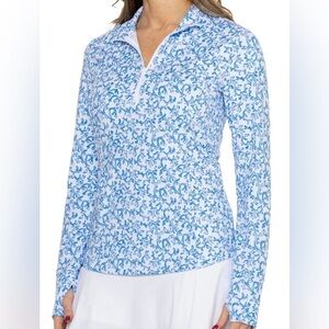 Tommy Bahama Golf & Tennis Blue Coral Reef Quarter Zip Pullover, Size XS
